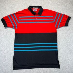 Levi’s Colorblock Polo Shirt Men’s Large Red Black Blue Stripe Vintage